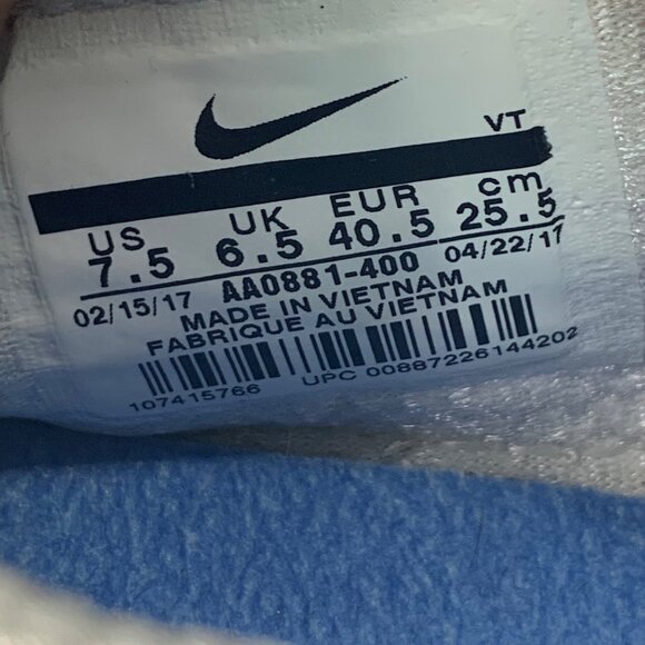 Nike Free Trainer V7 UNC Mens 7.5 Blue & White Mesh Running Shoes - Picture 6 of 8